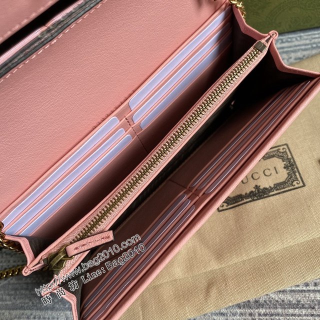 Gucci新款女包 古馳WOC粉色全皮小挎包 竹節鎖扣 Gucci2021新款鏈條錢包 658243  ydg3029